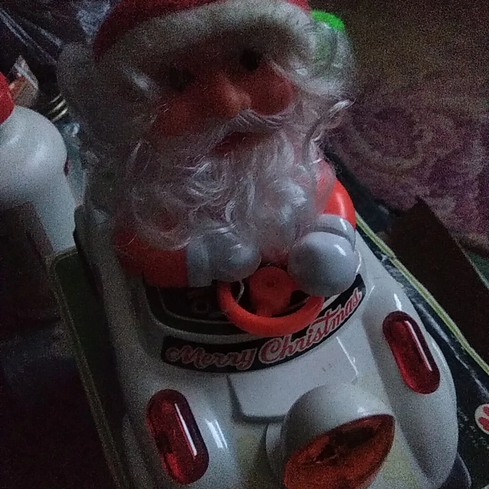 Vintage~Cartoon Car~Santa Driving~Music~Flashing Lights~Works~1983~Original Box